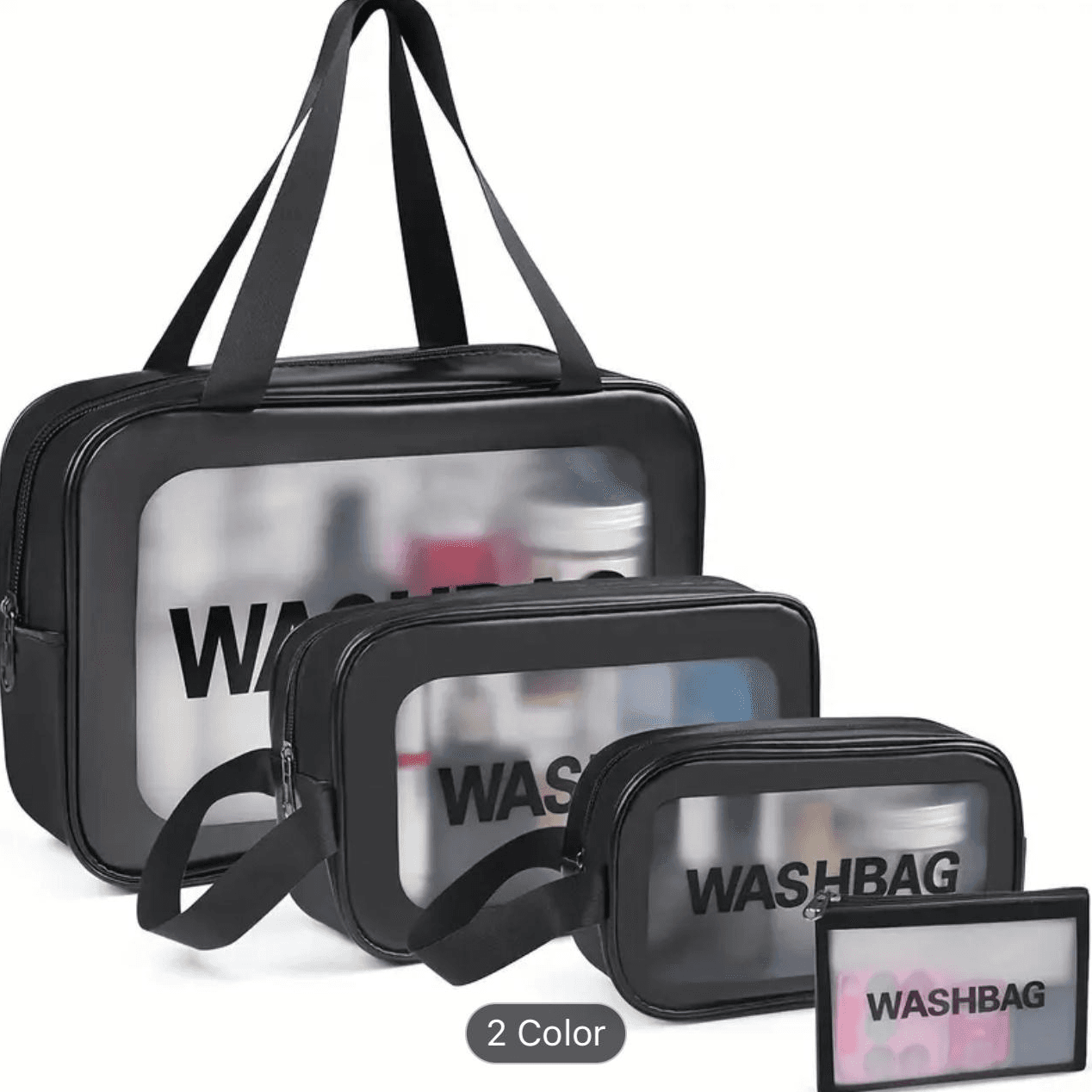 Portable Toiletry Bags - 4 Pcs Black