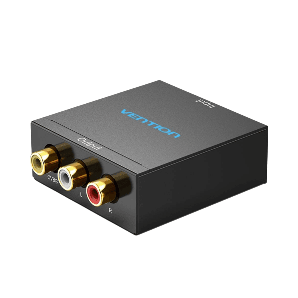 Vention HDMI to RCA Converter, 1080P HD,Widely Compatible, Audio and Video Transmit Synchronicly, Metal Type, Black | AEEB0
