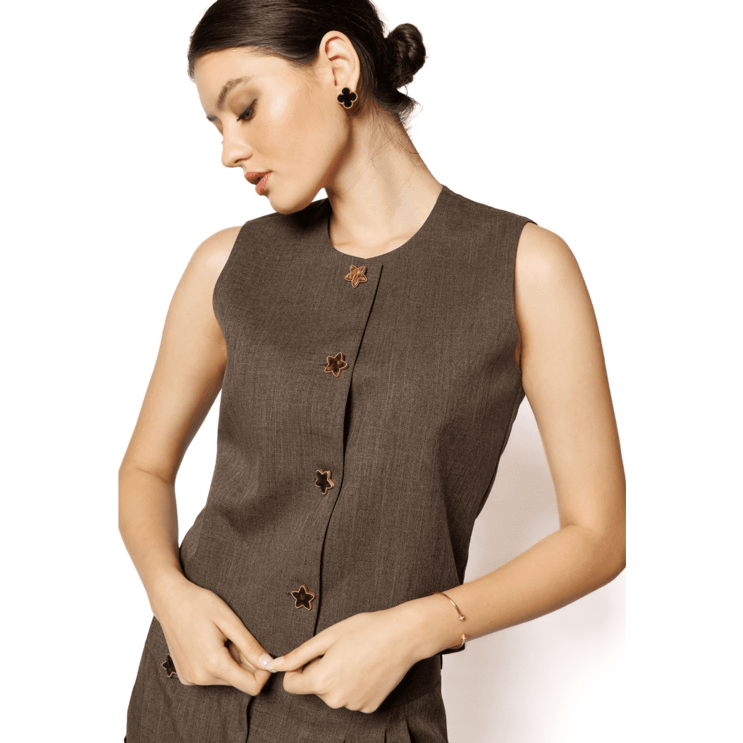 Brown Waistcoat And Trouser Set