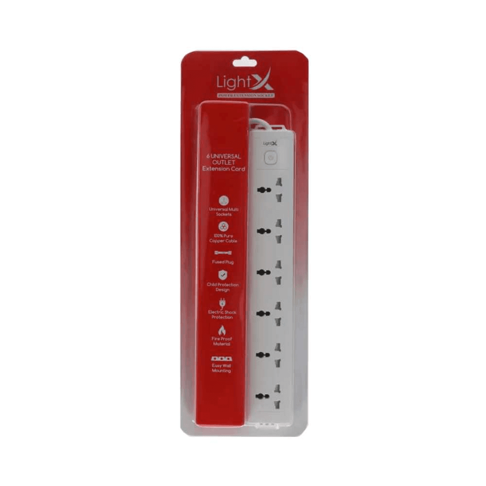 Lightx Lx-1K6-5M Power Extension 6 Socket & 5M - White