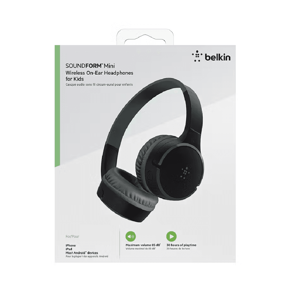 Belkin AUD002btBK SoundForm Mini Wireless On-Ear Headphones for Kids - Black