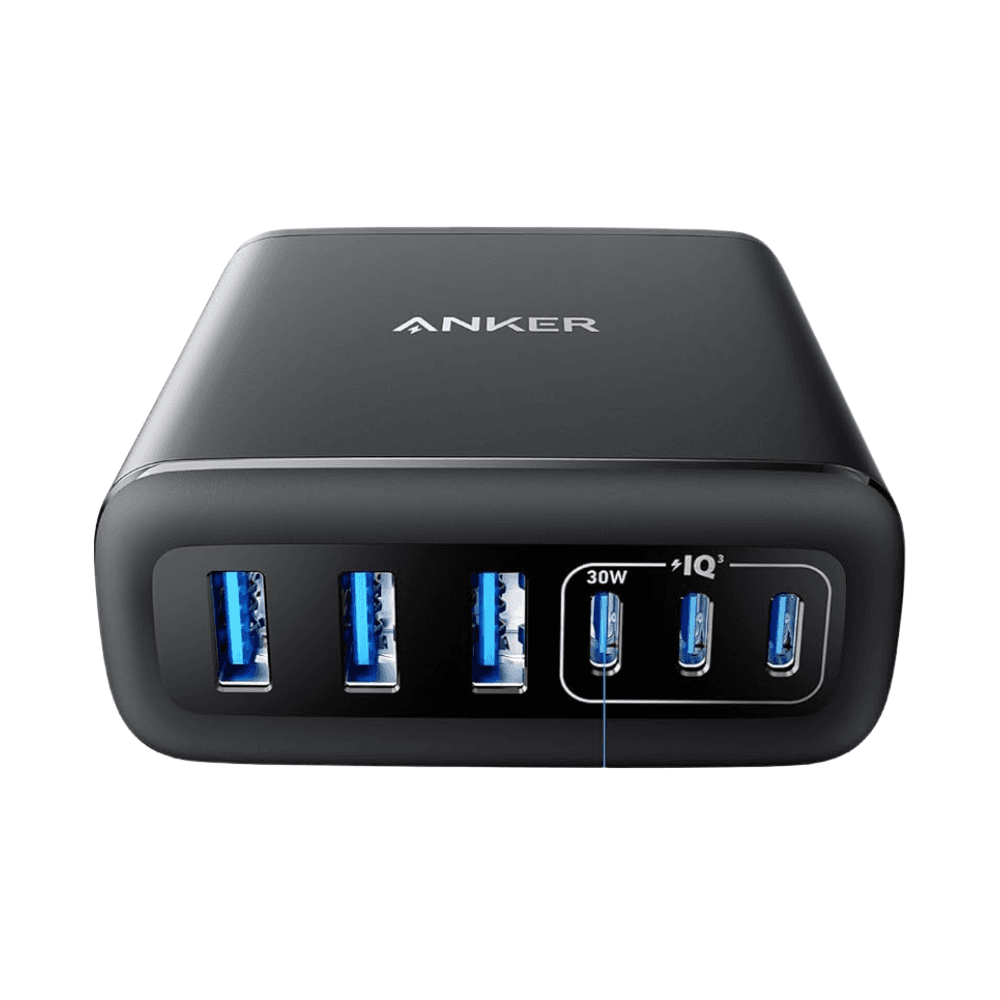 Anker Charger (112W, 6 Ports, GaN) - Black
