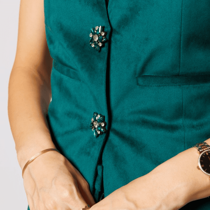 Emerald Green Velvet Waistcoat And Pant Set
