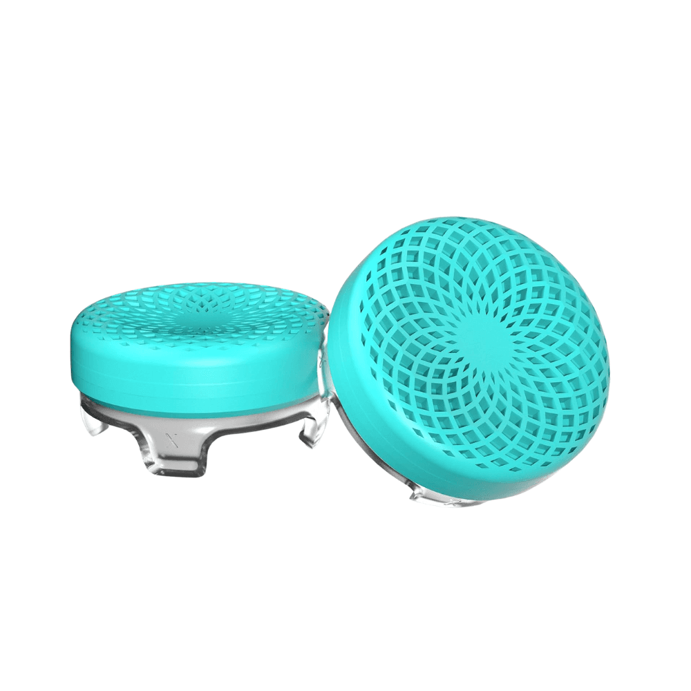 KontrolFreek Lotus for PS4/PS5 Controller | Performance Thumbsticks | 2 Mid-Rise Concave | Teal/Clear