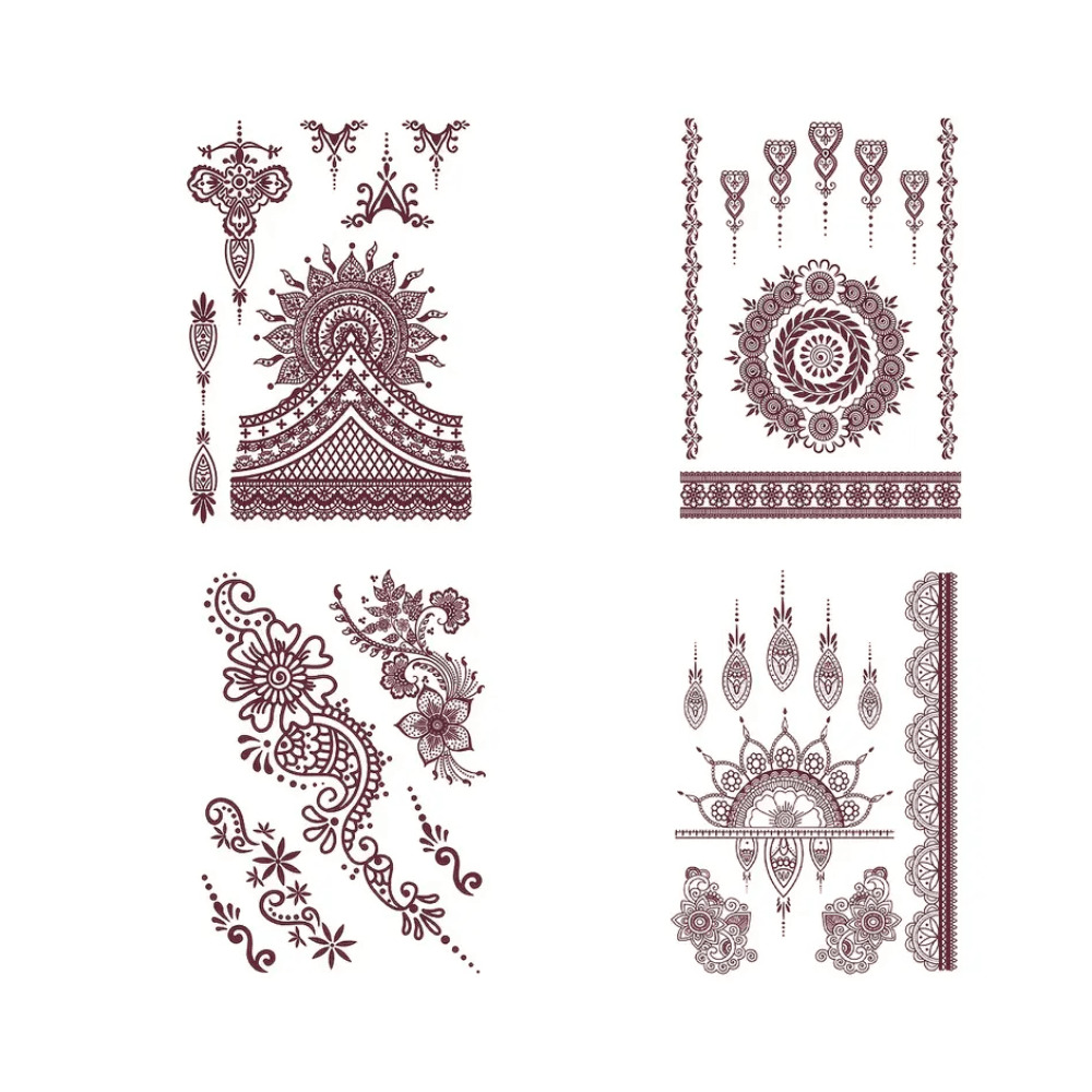 Ramadan 4pcs Elegant Temporary Tattoos - Reddish-Brown
