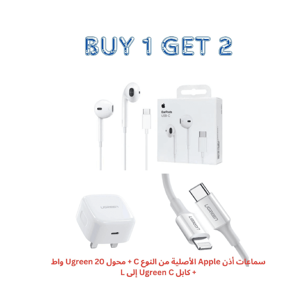 Apple original earpod-Type C+Ugreen 20w adapter+Ugreen C to L cable