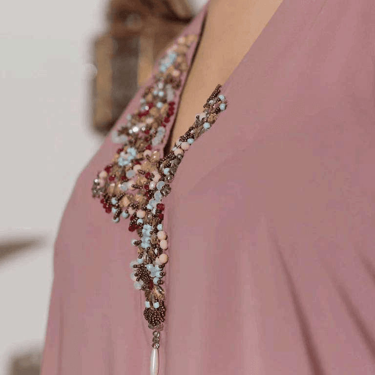Dusty Pink Abaya With Embellishment