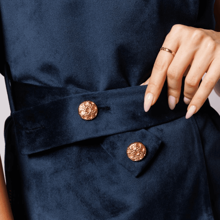 Blue Velvet Waistcoat And Pant Set With Belt