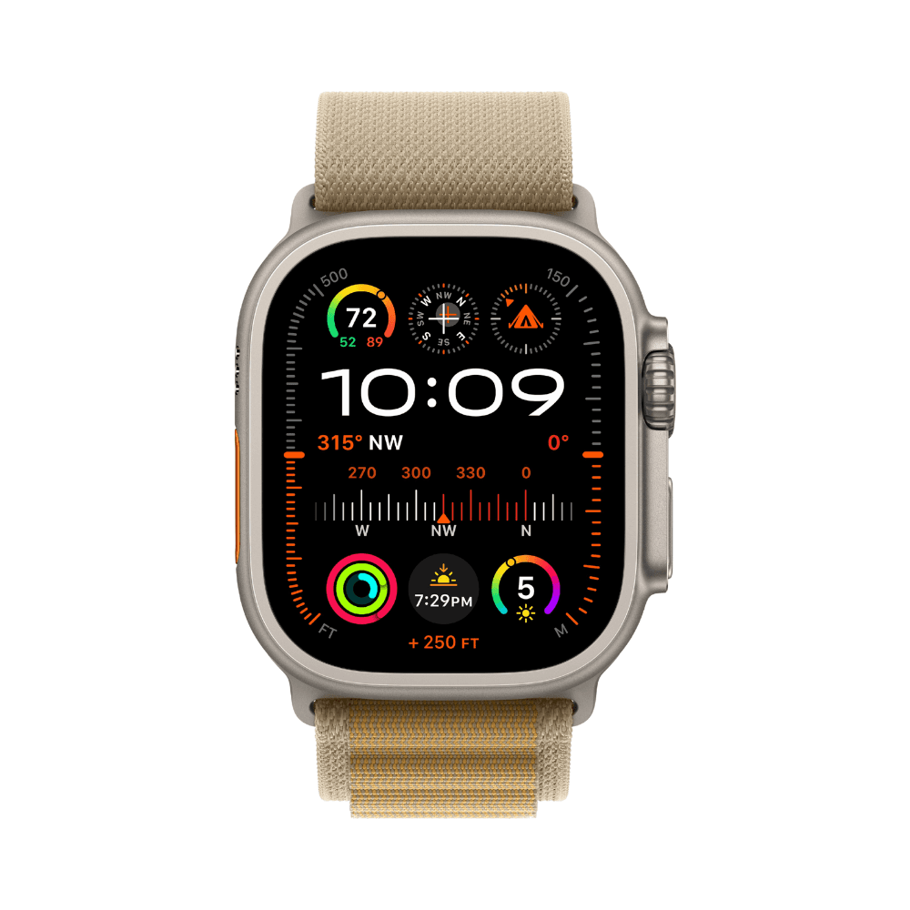 Apple Mx4F3Qa/A Watch Ultra 2 Gps + Cellular 49Mm Natural Titanium Case With Tan Alpine Loop - Mediu