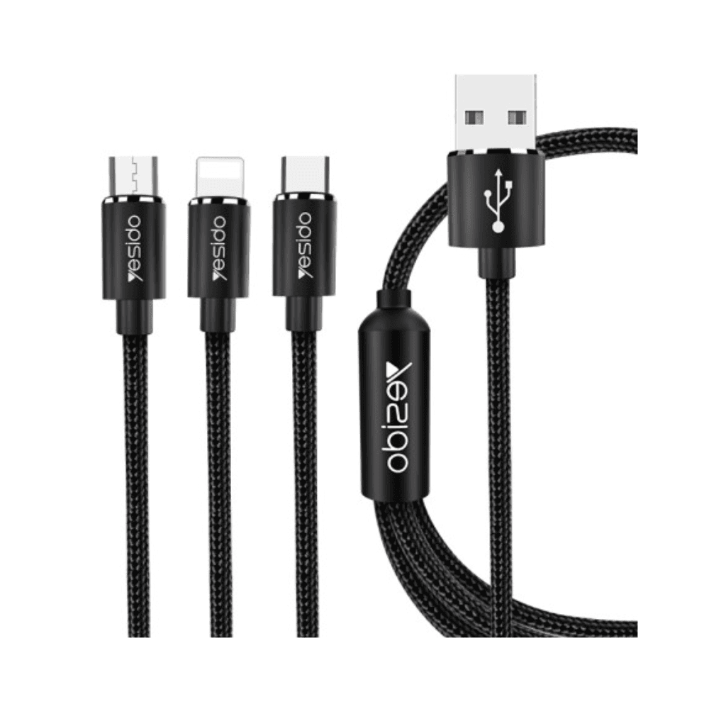 Yesido - 3-in-1 Cable - Micro Usb / Lightning / Usb-c / Black (Ca60)