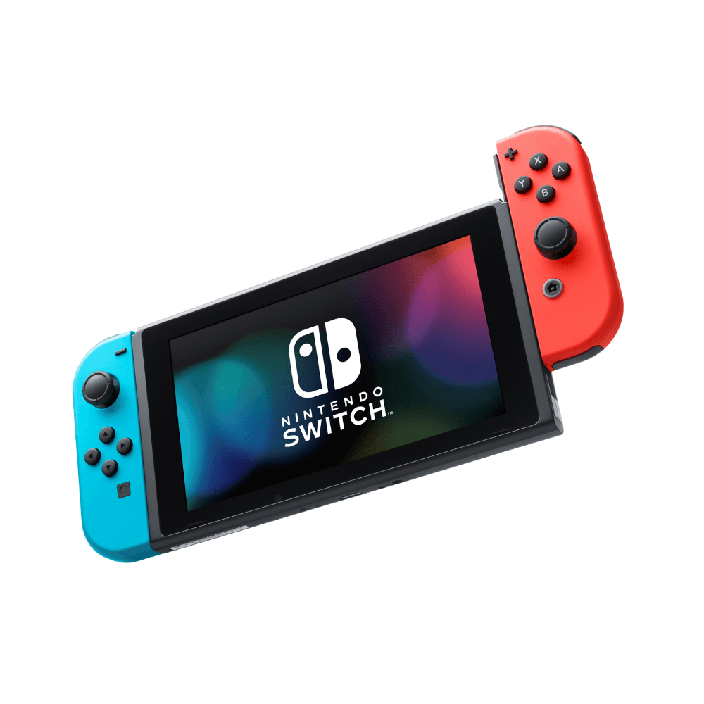 طراز Nintendo Switch™ OLED مع جهاز Joy-Con باللونين الأحمر النيون والأزرق النيون - شاشة OLED مقاس 7 بوصة، وحامل قابل للتعديل، ومنفذ LAN سلكي، وسعة تخزين 64 جيجابايت
