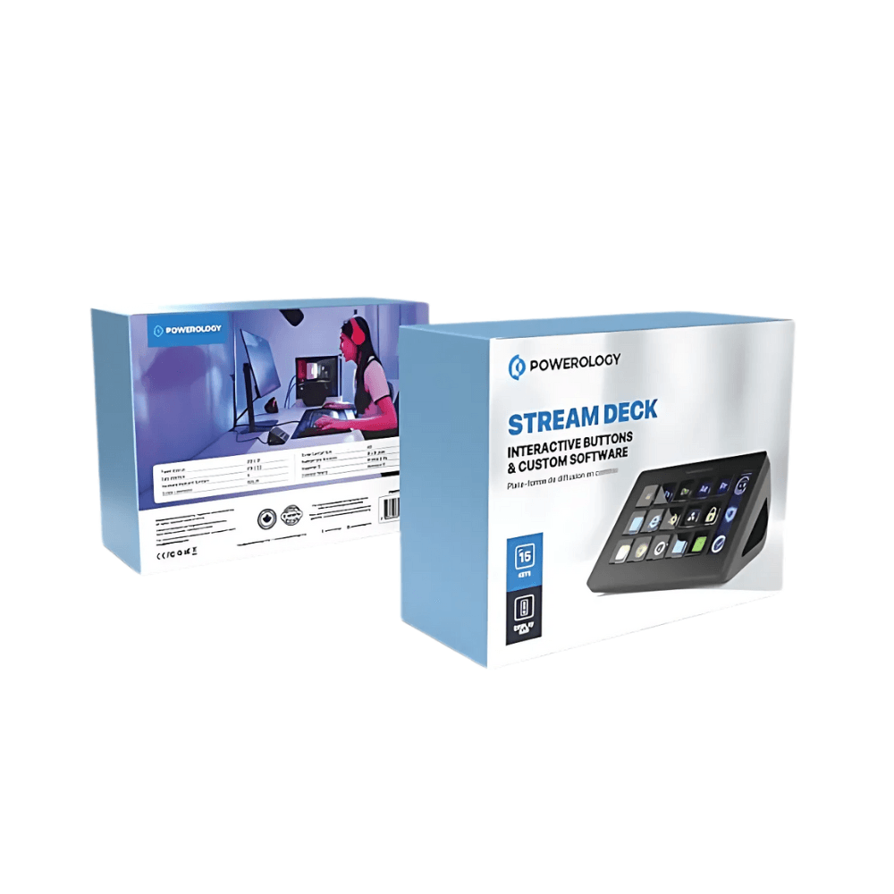 Powerology Stream Deck Interactive Buttons & Custom Software Black