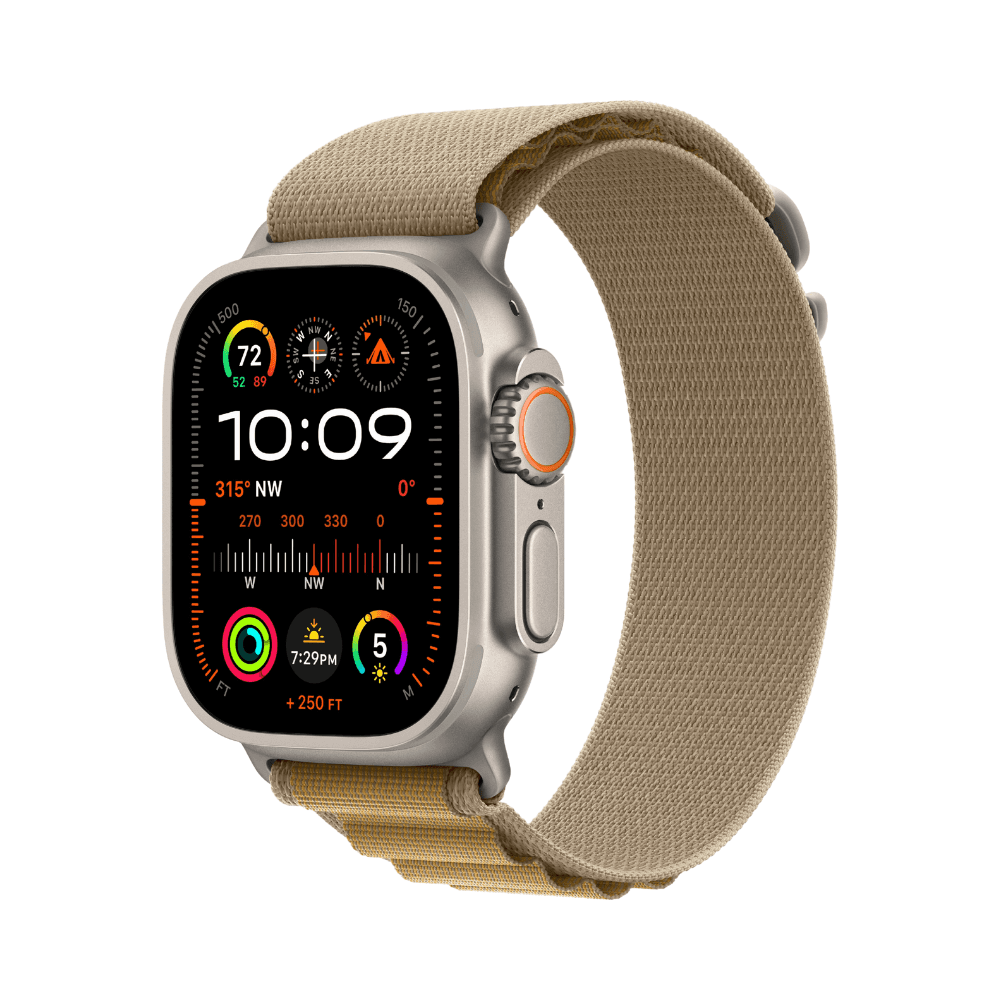 Apple Mx4F3Qa/A Watch Ultra 2 Gps + Cellular 49Mm Natural Titanium Case With Tan Alpine Loop - Mediu