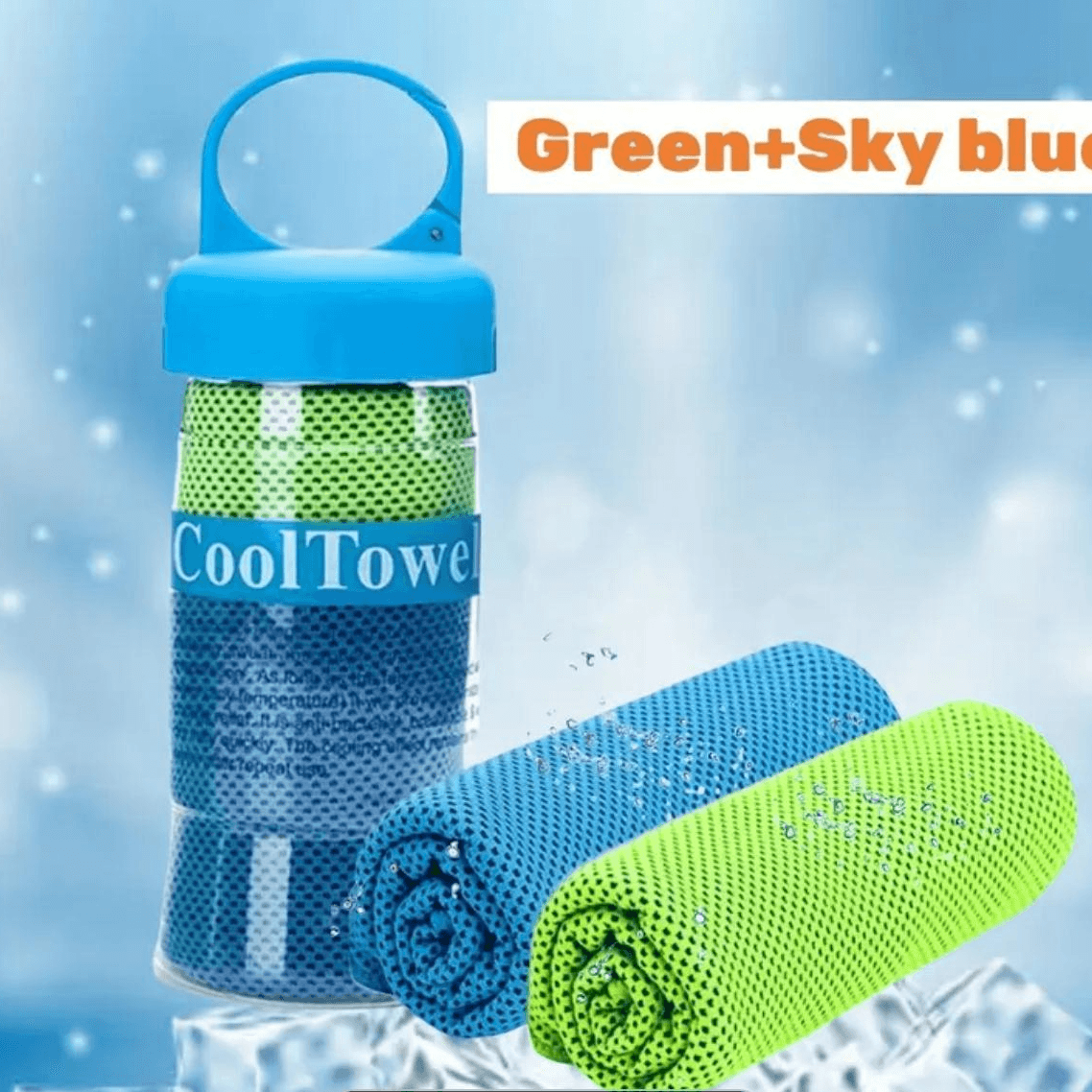 Superfiber Cooling Towel - Green & Sky Blue