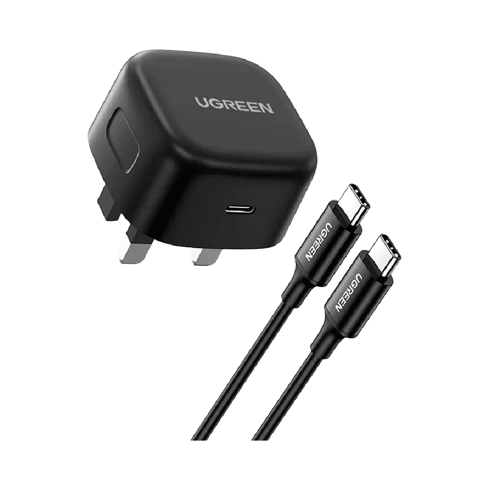 UGREEN USB-C 25W PD Charger With USB-C To USB-C Cable 2m - Black
