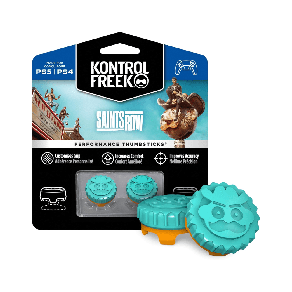 KontrolFreek Saints Row Hybrid Performance Thumbsticks PS5, PS4, Teal - 2 Mid-Rise for Accuracy & Comfort