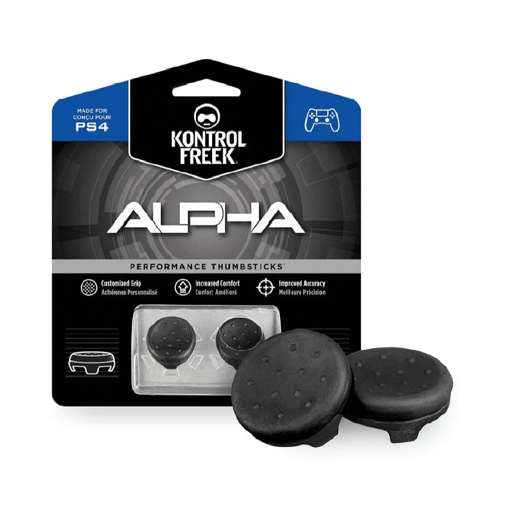 KontrolFreek Alpha for PlayStation 4 (PS4) and PlayStation 5 (PS5) | Performance Thumbsticks | 2 Low-Rise Concave | Black