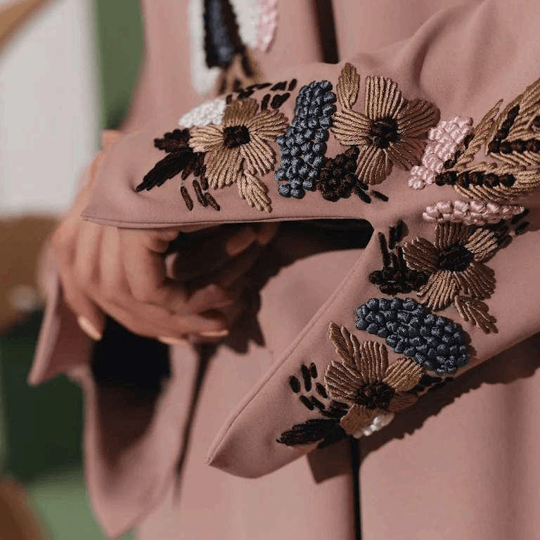 Dusty Pink Abaya With Embroidered Detailing