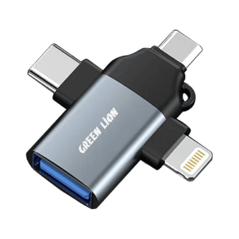 GREEN LION 3 IN 1 OTG.LIGHTNING/MICRO/TYPE-C -GRAY