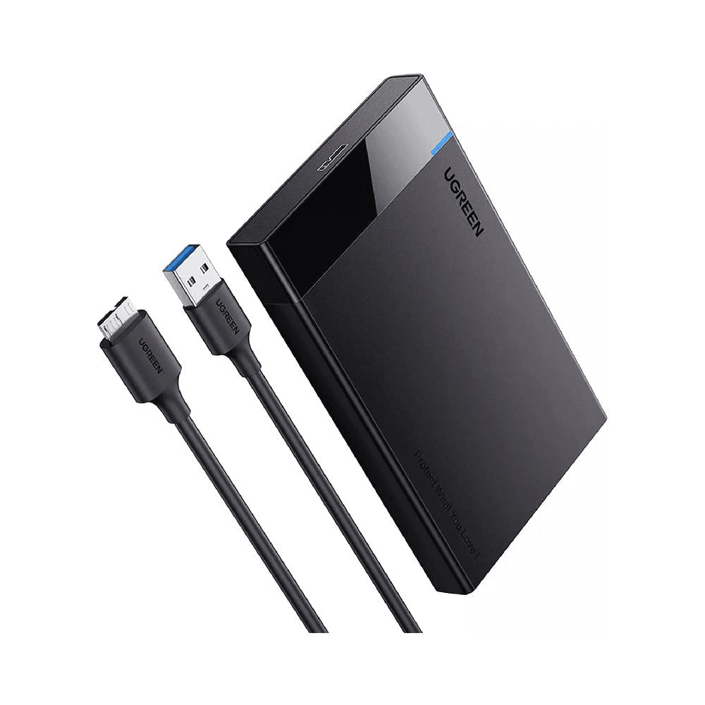 حاوية القرص الصلب UGREEN مقاس 2.5 بوصة USB 3.0 إلى SATA III لمحرك الأقراص الصلبة الخارجي مقاس 2.5 بوصة و HDD 9.5 مم 7 مم دعم حاوية القرص الصلب الخارجي بحد أقصى 6 تيرابايت مع UASP متوافق مع WD Seagate Toshiba Samsung Hitachi