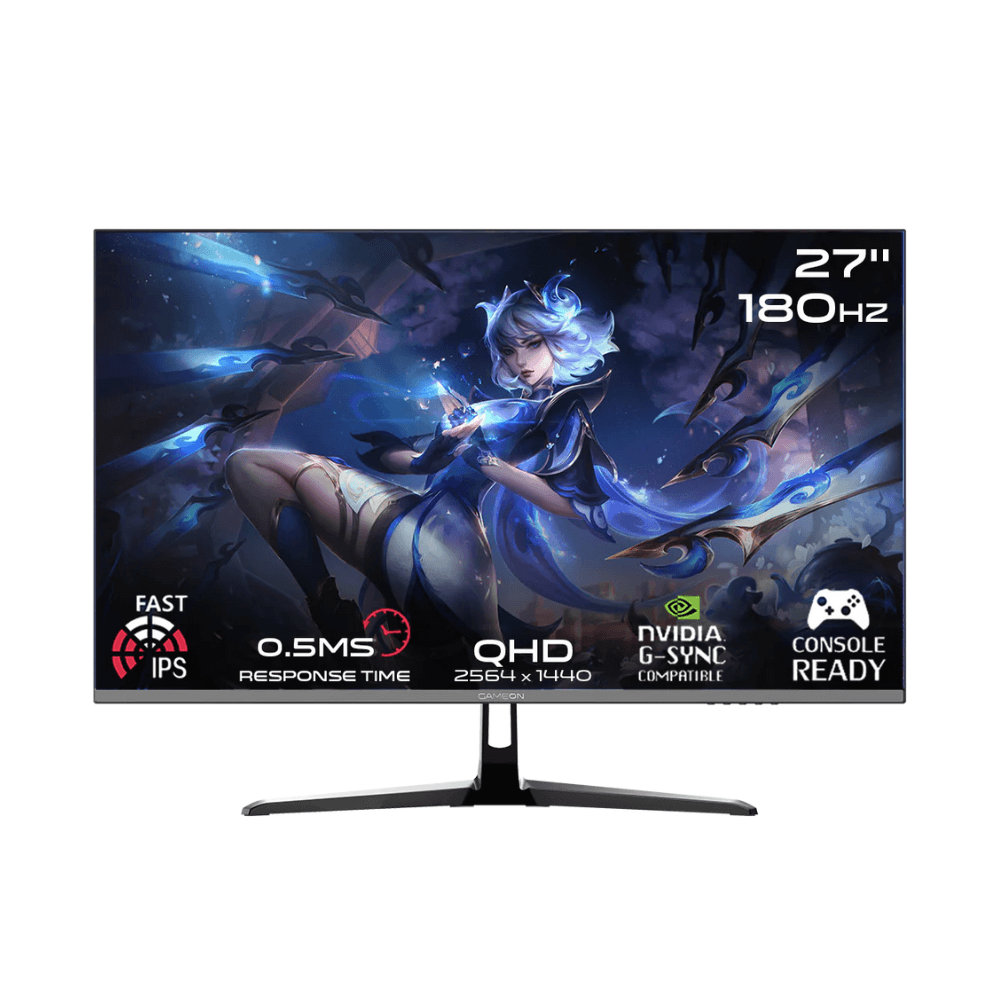 شاشة الألعاب GAMEON GOPS27QHD180IPS بحجم 27 بوصة، دقة QHD، معدل تحديث 180 هرتز، سرعة استجابة 0.5 مللي ثانية، تقنية Fast IPS، تدعم جهاز PS5.