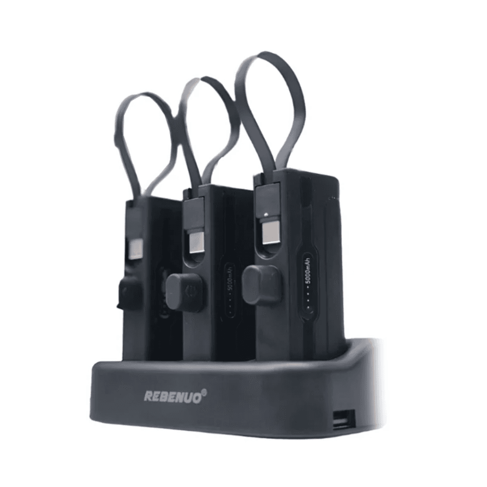 Rebenuo 5000 mAh x 3, Power Bank Station, with Type-C and Lightning Cable
