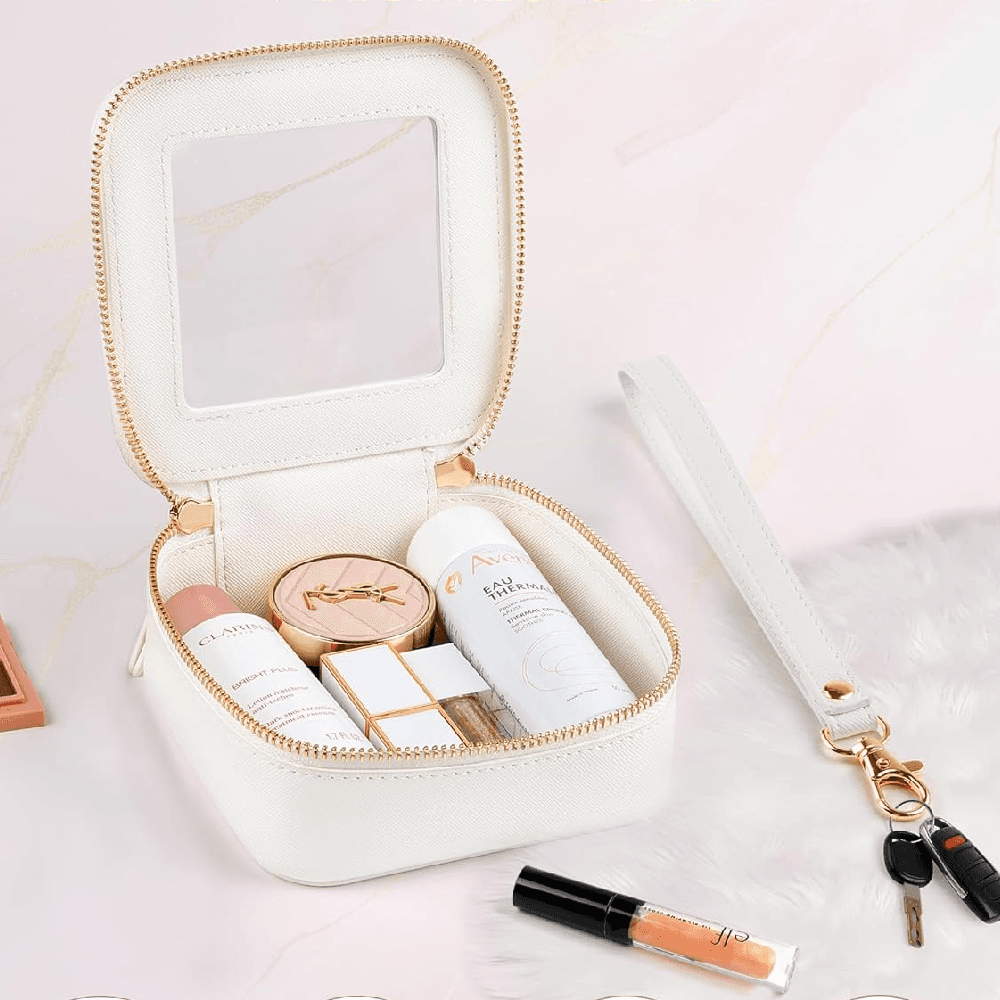 Leather Cosmetic Pouch - White