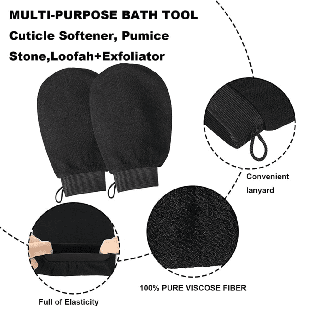 Body Scrub Gloves - Black