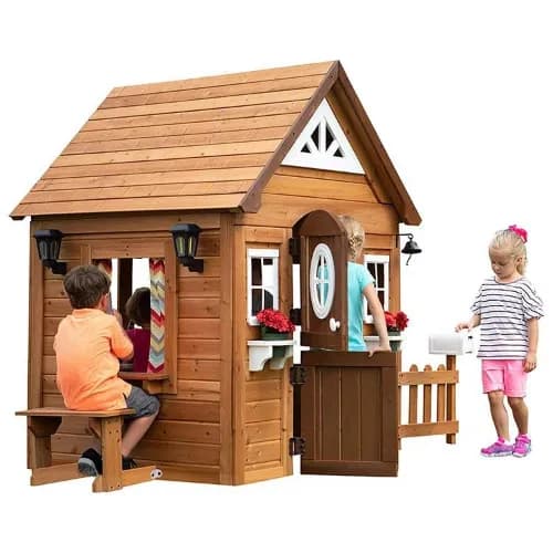 Kids Eco Friendly wooden outdoor playhouse - white color