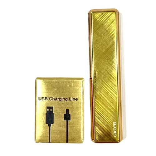 electronic laser lighter whit usb cable gold color - 5914