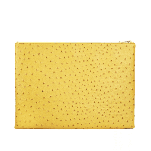 Yellow Embossed Ostrich Leather Folder