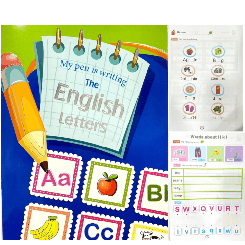 كتاب قلمي يكتب لتعليم الحروف الانجليزية مع المسائل المفيدة