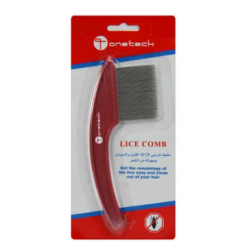 Oneteck Lice Comb (Red With Metal Teeth) Blister Pack