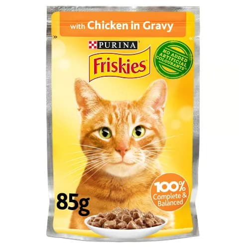 Purina Friskies Chicken Chunks in Gravy Wet Cat Food Pouch 85g