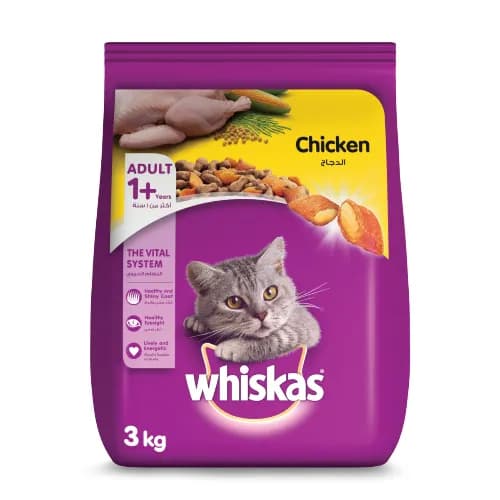 Whiskas Chicken Dry Food for Adult Cats 1+ Years 3kg