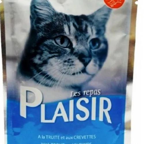 PLAISIR Cat Fd Gravy Trt/Shrmp Pouch100g