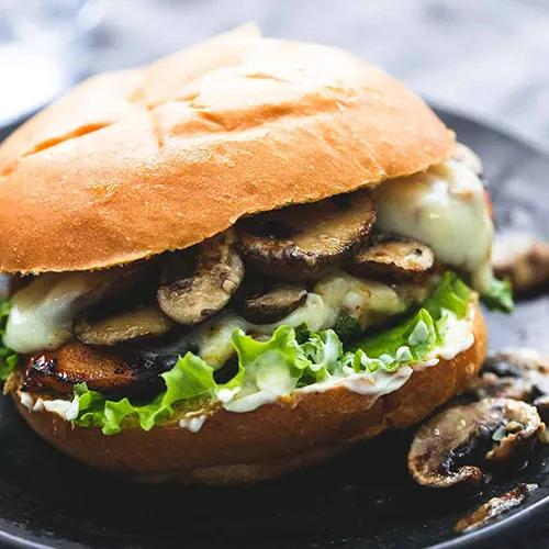 B Mushroom Melt Chicken Burger