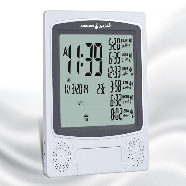 Al Harameen Electronic Digital Table Azan Clock Silver HA-4010SW