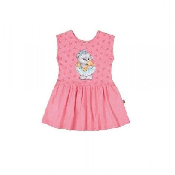 Cute Pink Dress With Bear Design For Girls