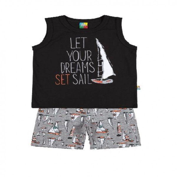 Black Sleeveless Shirt With Shorts For Boys