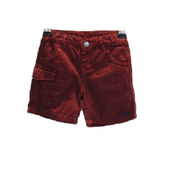 Denim Maroon Cargo Short For Boys