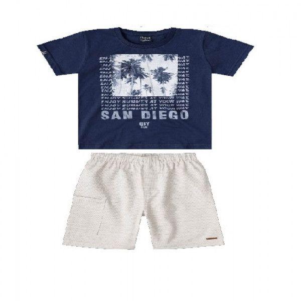 Summer Blue Shirt Tops With White Short Set Clothes For Boys