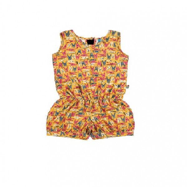 Elegant Yellow Romper With Clip Design For Girls