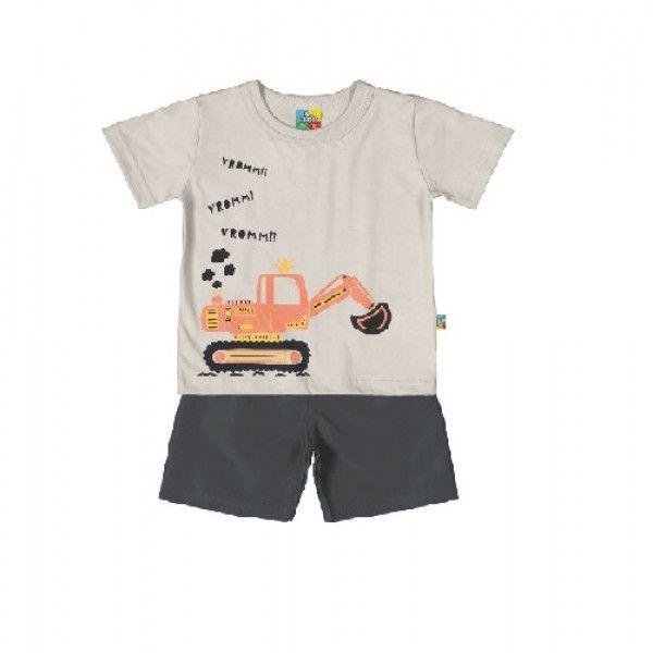 TShirt With Tractor Car Design And Short For Boys