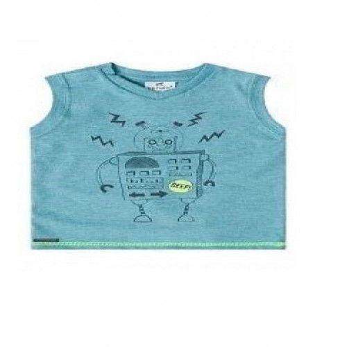 Sleeveless Shirt With Robot Design For Boys