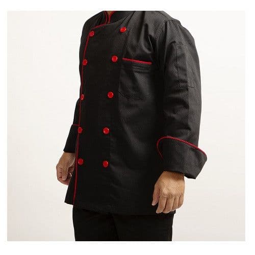 Polycotton, Black Color w/ Red Piping
