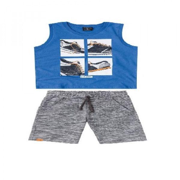 Boys' blue and gray sleeveless set