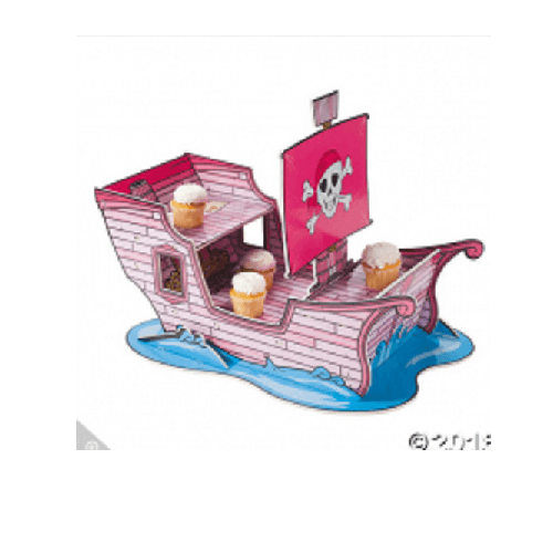 Pink Pirate Ship Cupcake Holder