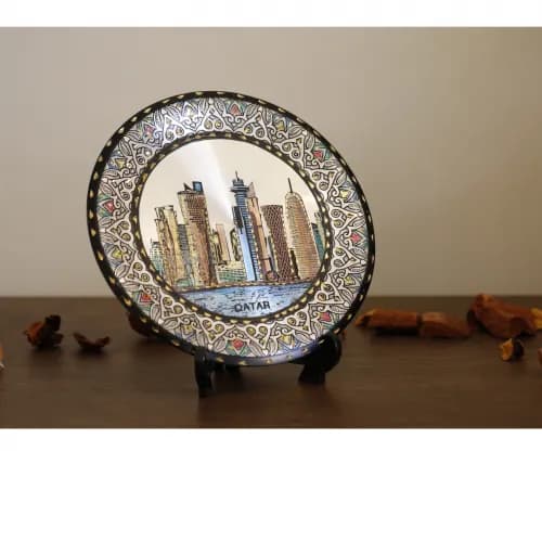 Small brass plate design skyline