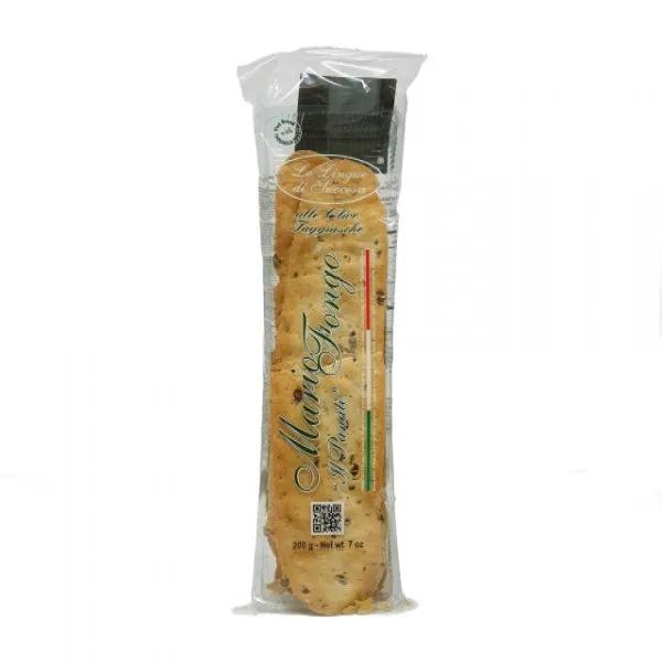 Mario Fongo Flat Bread w Taggiasca Olives 200Gr